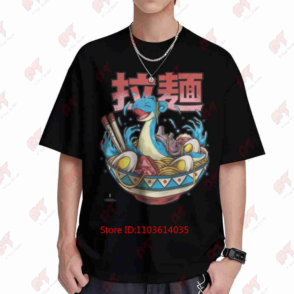 Laptop Sleeve - เสื้อยืดแขนสั้นลายอนิเมะ Lap Ramen ผลิตจากผ้าฝ้าย 100%