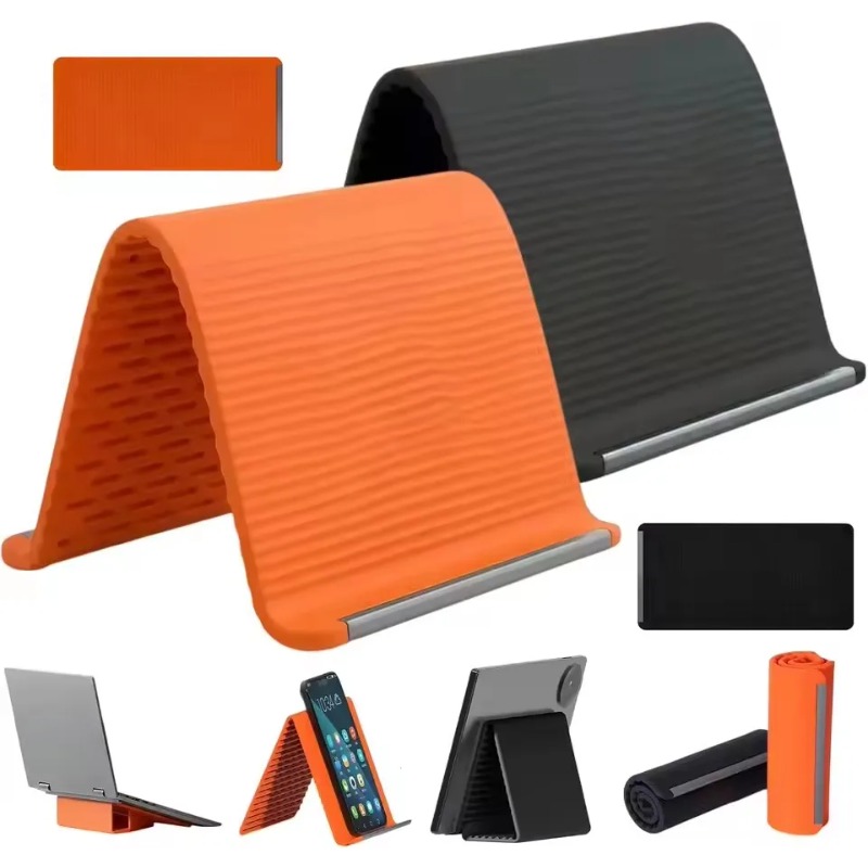 Laptop Stand - ที่วางโทรศัพท์ซิลิโคนแบบพับได้ ปรับระดับได้หลายมุม พกพาสะดวก สำหรับ iPhone, iPad,