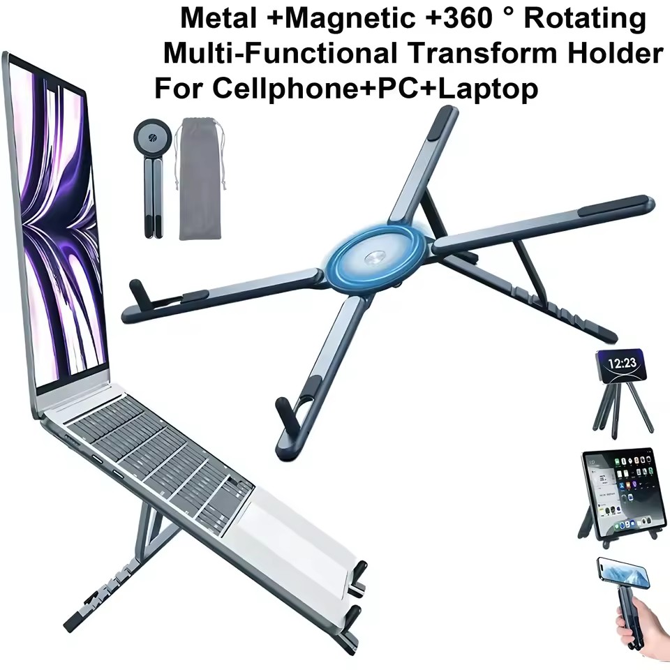 Laptop Stand - ขาตั้งโทรศัพท์แบบพับได้ 3 in 1 พร้อมแม่เหล็ก ใช้เป็นไม้เซลฟี่