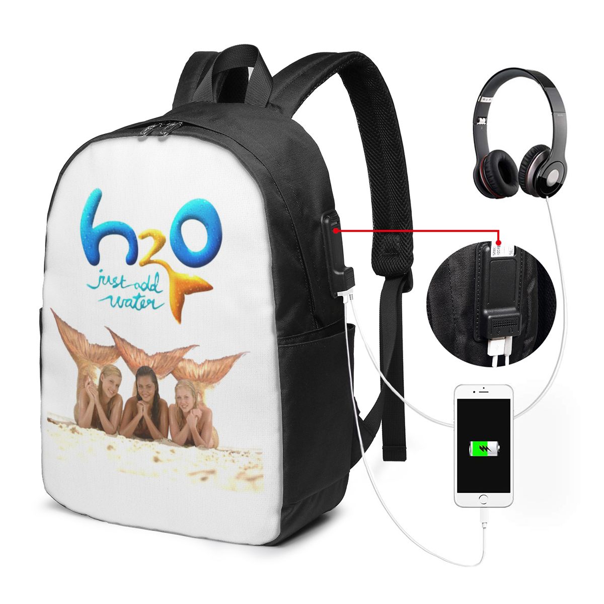 Laptop Bag - การ์ตูนอะนิเมะ H2O เพียงเติมน้ำกระเป๋าเป้สะพายหลังกระเป๋าใส่โน๊ตบุ๊คสำหรับเดินทางคอมพิวเตอร์กระเป๋านักเรียนนักศึกษากระเป๋าสะพายแล็ปท็อป