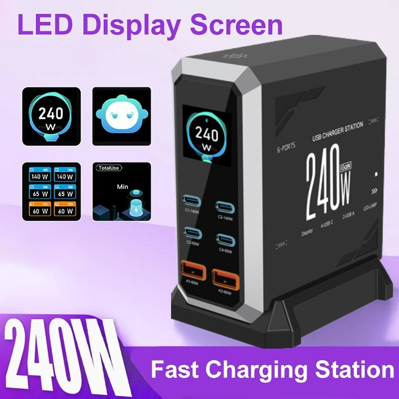 Laptop Charger - ใหม่ 2026 ที่ชาร์จ GaN 240W 6-IN-1
