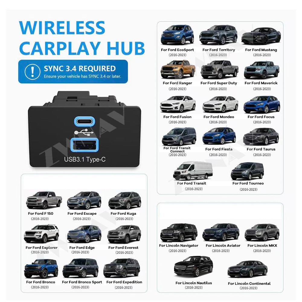 Usb C Hub - อะแดปเตอร์ Wireless CarPlay Android Auto สำหรับ