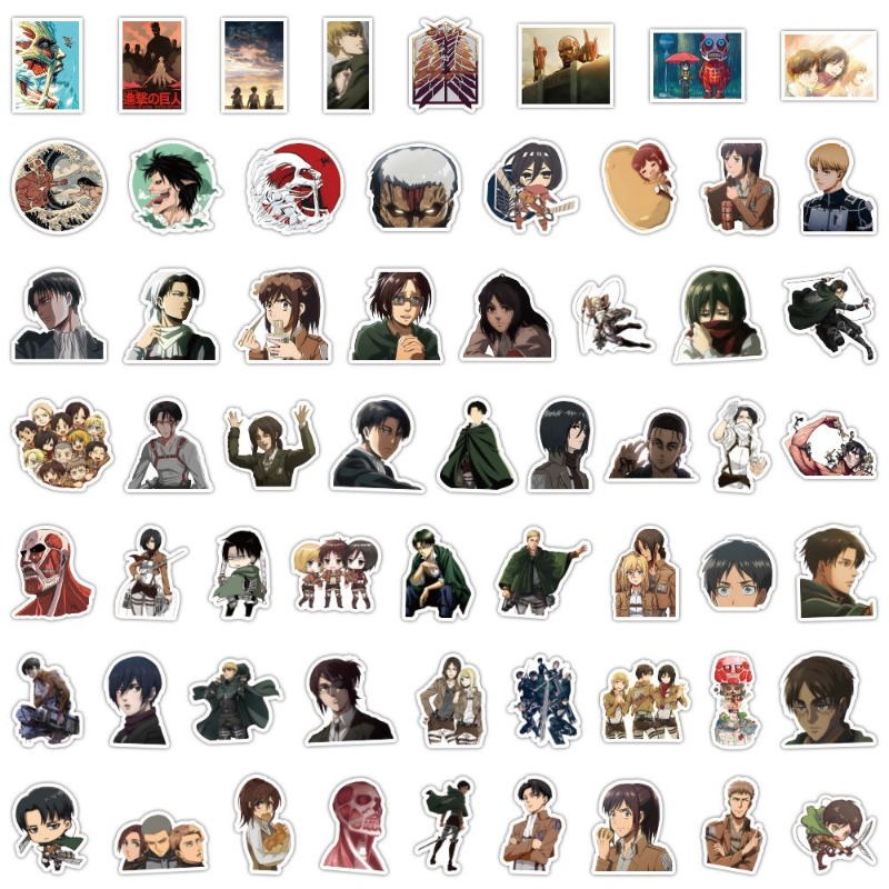 Laptop Original Accessories - 60 ชิ้นสติกเกอร์อนิเมะ Attack on Titan น่ารักสวยงาม