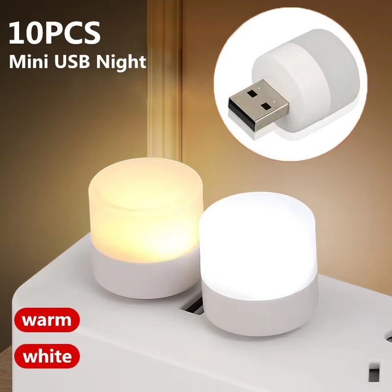 Usb Hub - 1/10 ชิ้น ไฟกลางคืน USB ขนาดเล็ก แสงวอร์มไวท์