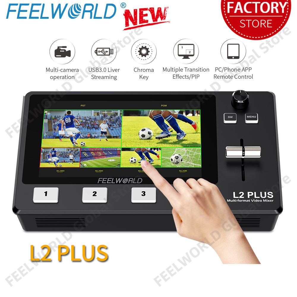 Hdmi Cable - Do Brasil FEELWORLD L2 PLUS สวิตช์ผสมวิดีโอหลายกล้องพร้อมหน้าจอสัมผัสขนาด5.5นิ้ว