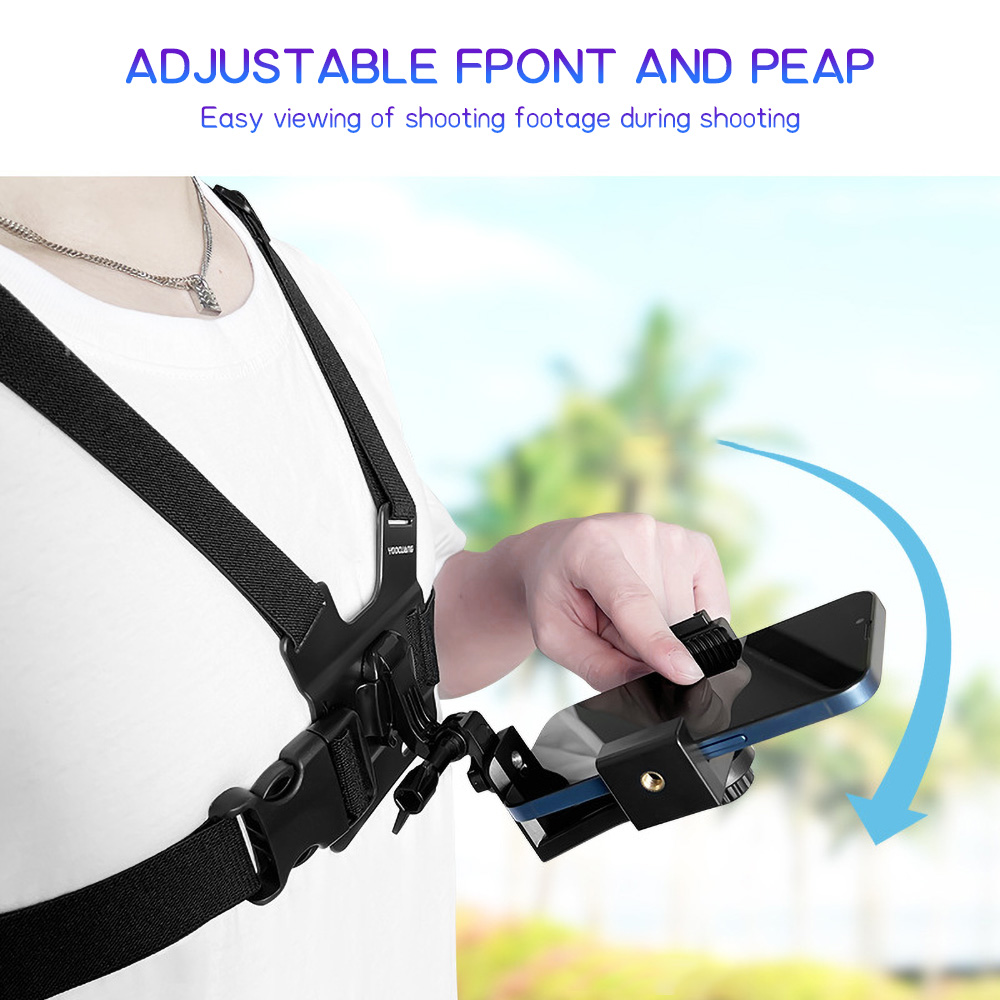 Laptop Stand - สายรัดโทรศัพท์แบบติดหน้าอก ปรับได้ ยืดหยุ่น ที่ยึดโทรศัพท์แบบติดหน้าอก หมุนได้ 360