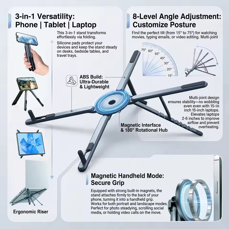ขาตั้งโทรศัพท์แบบพับได้ 3 in 1 - Laptop Stand บทวิจารณ์และราคา