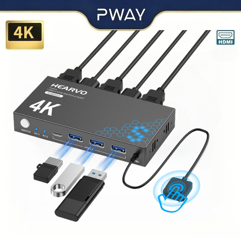 สวิตช์ KVM HDMI 4K 60Hz USB 3. - Laptop Mouse บทวิจารณ์และราคา